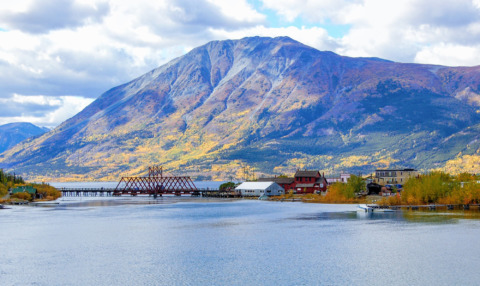 Village of Carcross with Lake Bennett backdrop