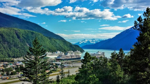 Skagway Scenic Overlook-town and ships in one panorama